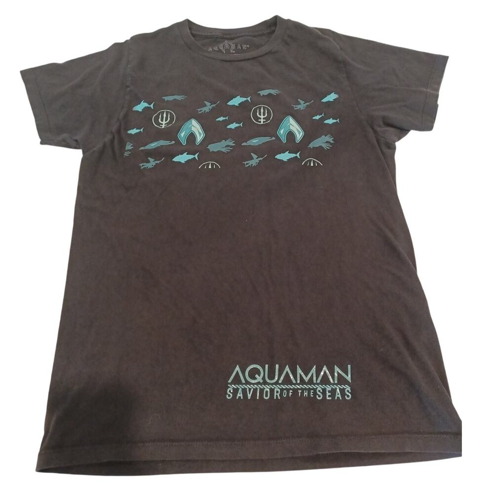 Aquaman Boys XXL (18) Black Short Sleeve Graphic T-shirt